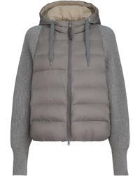 Brunello Cucinelli - Water-Resistant Matte Nylon Hooded Down Jacket With Monili And Sleeves - Lyst