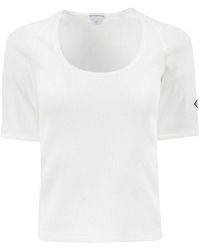 Bottega Veneta - Logo Embroidered Ribbed T-Shirt - Lyst