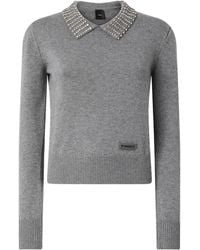 Pinko - Embellished Collar Knitted Jumper - Lyst