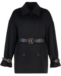 Max Mara - Studio Double-Breasted Belted Waist Coat - Lyst