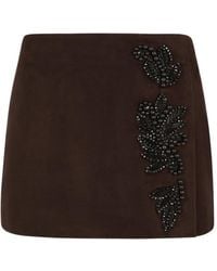 P.A.R.O.S.H. - Beaded Suede Mini Skirt - Lyst