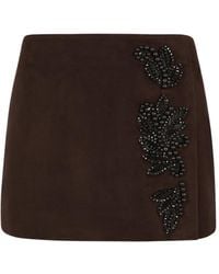 P.A.R.O.S.H. - Beaded Suede Mini Skirt - Lyst
