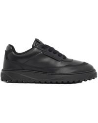 Emporio Armani - Smooth Leather Lace-Up Sneakers With A Textured Rubber Sole - Lyst