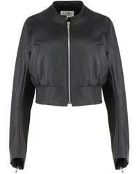 MM6 by Maison Margiela - Cropped Bomber Jacket - Lyst
