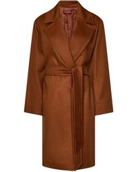 Max Mara - Belted Long-Sleeved Coat - Lyst