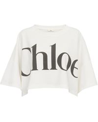 Chloé - Chloé Logo Printed Crewneck Cropped T-Shirt - Lyst