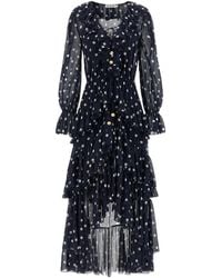 Self-Portrait - Polka Dot Georgette Ruffled Maxi Dress - Lyst