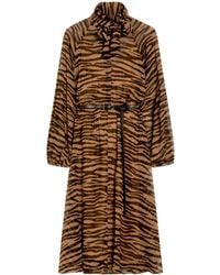 Max Mara - All-Over Printed Belted Long-Sleeved Dress - Lyst