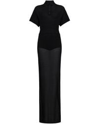 Alaïa - Wool Knit Polo Dress - Lyst