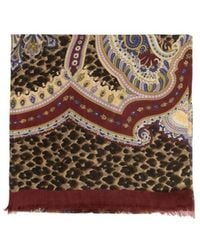 Etro - Paisley Border Animal-Print Scarf - Lyst
