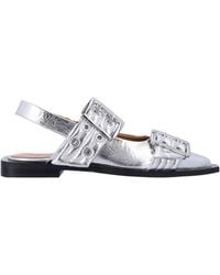 Ganni - Open-Toe Flat Sandals - Lyst
