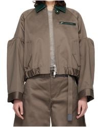 Sacai - Leather-Collar Shirt Jacket - Lyst