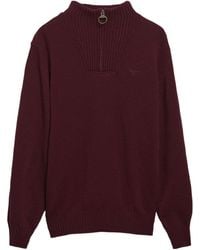 Barbour - Quarter Zip Rib Knit Sweater - Lyst