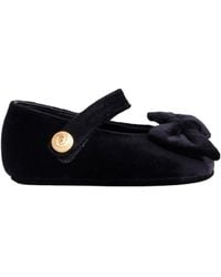 Balmain - Velvet Bow-Detail Ballet Flats - Lyst