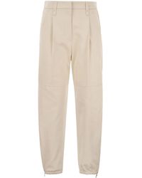 Brunello Cucinelli - High Waist Tapered Leg Trousers - Lyst