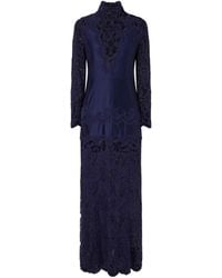 Rabanne - Rabanne High Neck Lace Jersey Dress - Lyst