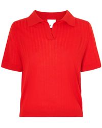 Allude - Pointelle-Knit Wool Polo Top - Lyst