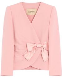 Valentino - Bow Detailed Ruched Jacket - Lyst