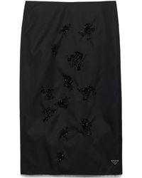 Prada - Embroidered Re-Nylon Pencil Skirt - Lyst