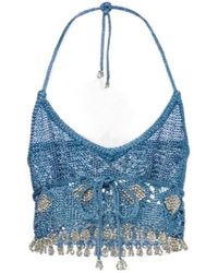 Rabanne - Crochet Embellished Lamé Crop Top - Lyst