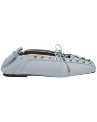 Ganni - Lace-Up Eyelet Ballet Pumps - Lyst
