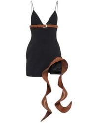 David Koma - Leather-Trimmed Cady Minidress - Lyst