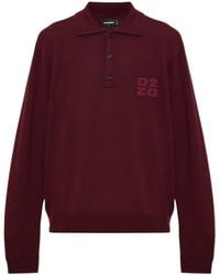 DSquared² - Logo Long Sleeve Knitted Polo Top - Lyst