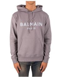 Balmain - Logo Printed Drawstring Hoodie - Lyst