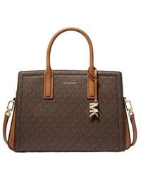 MICHAEL Michael Kors - Laila Medium Signature Logo Satchel - Lyst
