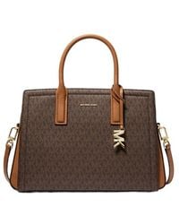 MICHAEL Michael Kors - Laila Medium Signature Logo Satchel - Lyst