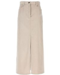 Brunello Cucinelli - Slit-Detail Corduroy Mini Skirt - Lyst