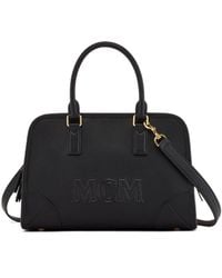 MCM - Medium Logo Embossed Aren Boston Bag - Lyst