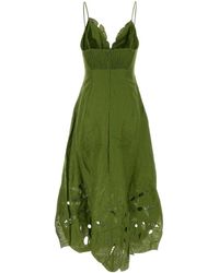 heli leaves button front linen midi dress FARM RIO Heli Leaves Pearl 100% Linen Midi Dress Size Small Green Multicolor NWT