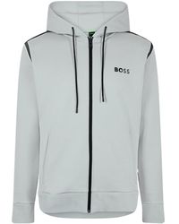 BOSS - Contrast Trim Logo Zip-Up Hoodie - Lyst