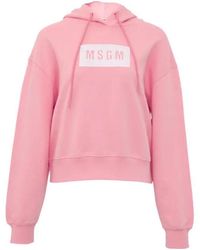 MSGM - Logo Printed Hooded Sweater - Lyst