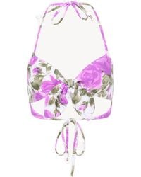 Chloé - Rose-Print Bikini Top - Lyst