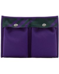 Burberry - Check-Pattern Zipped Clutch Bag - Lyst