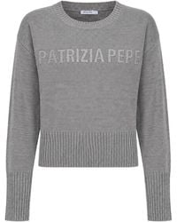 Patrizia Pepe - Embellished Logo Knitted Sweater - Lyst