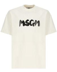 MSGM - Logo-Printed Crewneck T-Shirt - Lyst