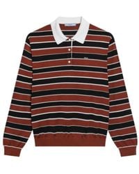Prada - Striped Silk Polo Shirt - Lyst