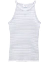 Filippa K - Monogram-Embroidered Striped Organic Cotton Tank Top - Lyst