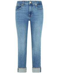 7 For All Mankind - Logo Patch Turn-Up Brim Jeans - Lyst