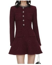 Self-Portrait - Textured Knit Mini Dress With Embellishment - Lyst