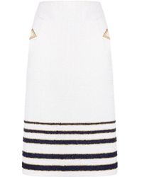 Valentino - Stripe Detailed Midi Skirt - Lyst