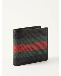 Gucci - Perforated Web Detailed Bi-Fold Wallet - Lyst