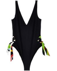 Emilio Pucci - Strap-Detailing V-Neck Swimsuit - Lyst