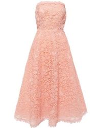 Carolina Herrera - Strapless Guipure Lace Midi Dress - Lyst