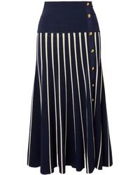Zimmermann - Luna Pleated Striped Midi Skirt - Lyst