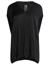 Rick Owens - Solid-Color Satin Short-Sleeve V-Neck Top - Lyst