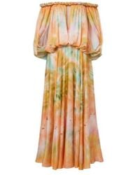 Zimmermann - Luna Off-Shoulder Printed Silk Chiffon Gown - Lyst